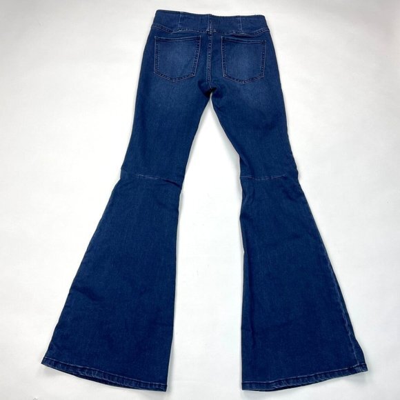 Free People Bell Flare Jean Women 27 Elastic Waist Lightweight Stretch Cotton - Picture 2 of 13